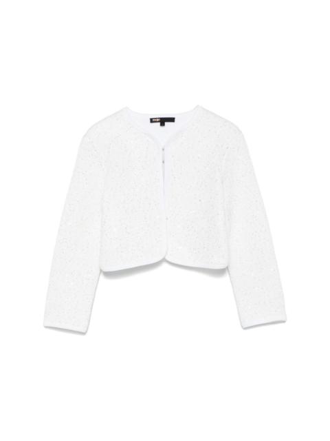 maje rhinestone-embellished cropped cardigan