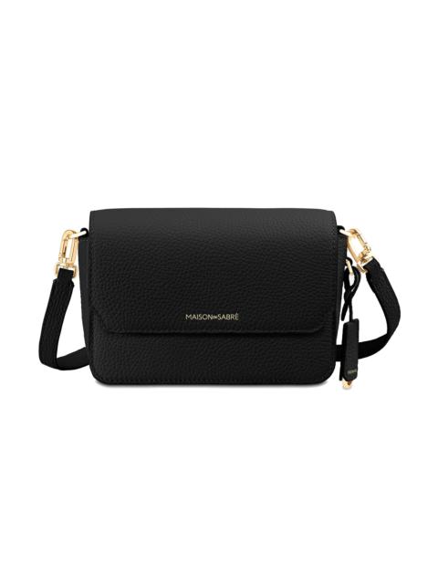 MAISON de SABRÉ Women's Mini Leather Flap Bag - Black Caviar