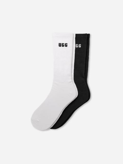 UGG ® Men's Leander Logo Crew 2 Pack Cotton in White/Black