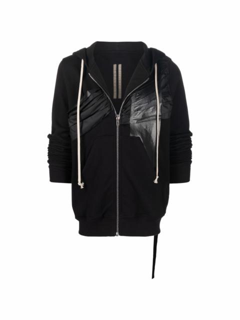pleated-patchwork zipped hoodie