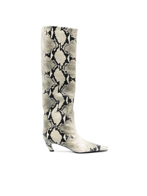 snakeskin-print 65mm leather boots