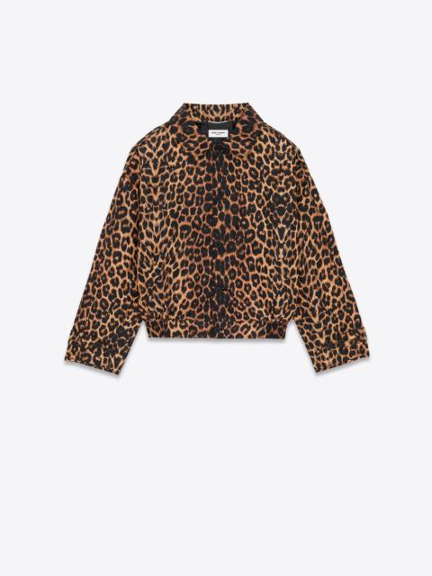 SAINT LAURENT harrington jacket in leopard silk taffeta