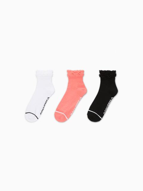 Converse 3-Pack Ruffled Quarter Socks