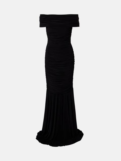 NORMA KAMALI Off-shoulder ruched jersey gown