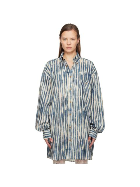 Vivienne Westwood Beige & Blue Cotton Poplin Oversized Shirt