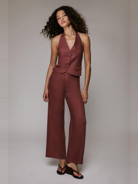 BARDOT Domenica Mid Rise Linen Pant In Chestnut