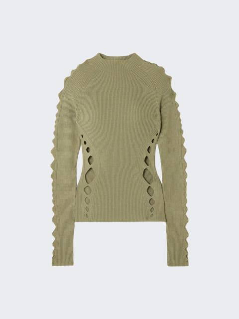 Dion Lee Snake Diamond Skivvy Knit Top Sage