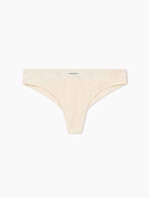 EMPORIO ARMANI BRAZILIAN THONG IN RIBBED COTTON AND VISCOSE JERSEY