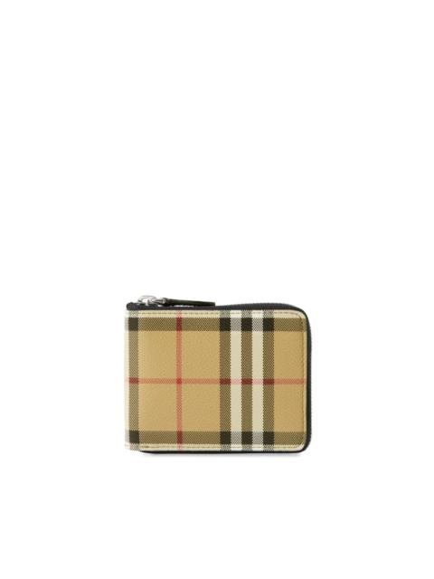 Burberry checked zipped wallet