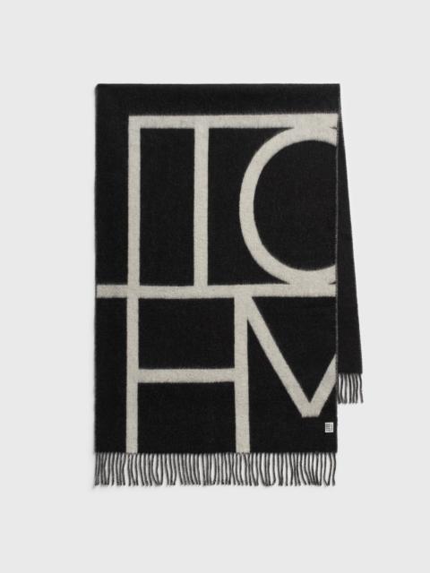TOTEME Monogram brushed wool scarf black
