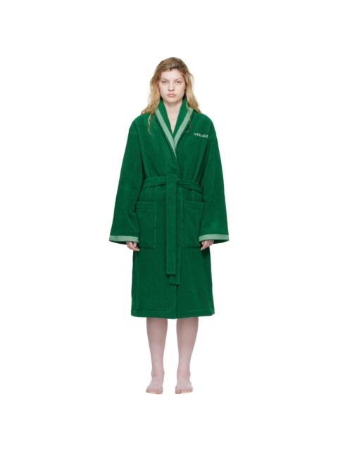 VERSACE Green Cotton-Terry Jacquard Bathrobe