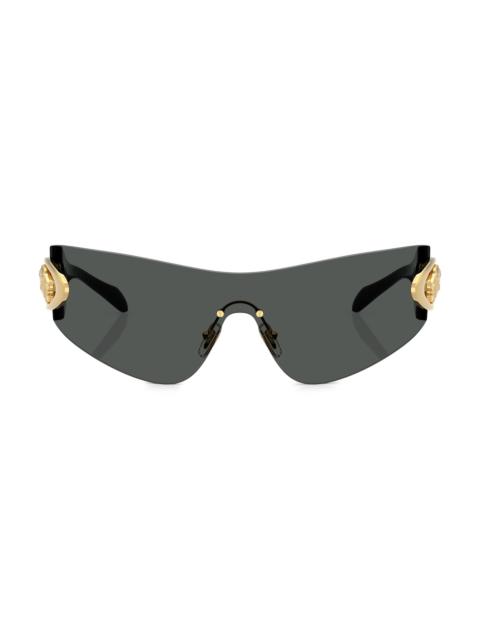 VERSACE Women's 142MM Logo-Detailed Shield Sunglasses - Black Dark Grey