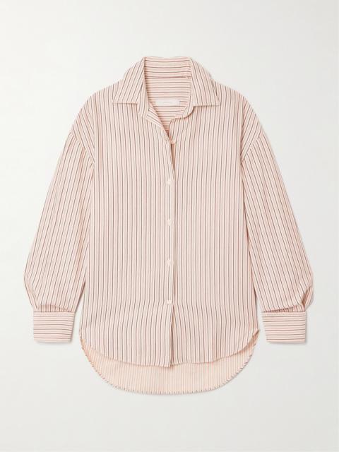 FAITHFULL En Vau Embroidered Striped Organic Cotton-blend Shirt