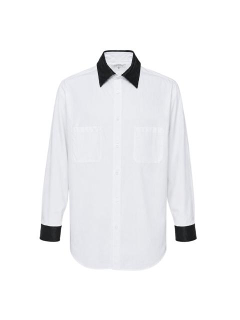 Yohji Yamamoto Leather Detail Long Sleeve Shirt