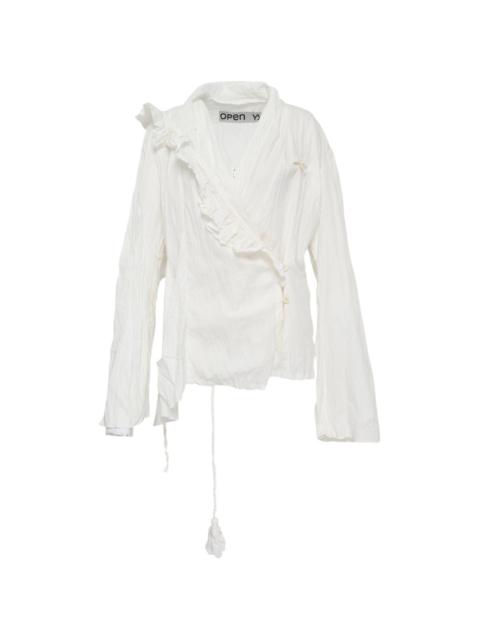 OPEN YY unbalanced ruffled blouse