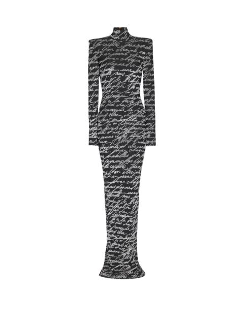 Balmain Long "Love Letter" jacquard knit dress