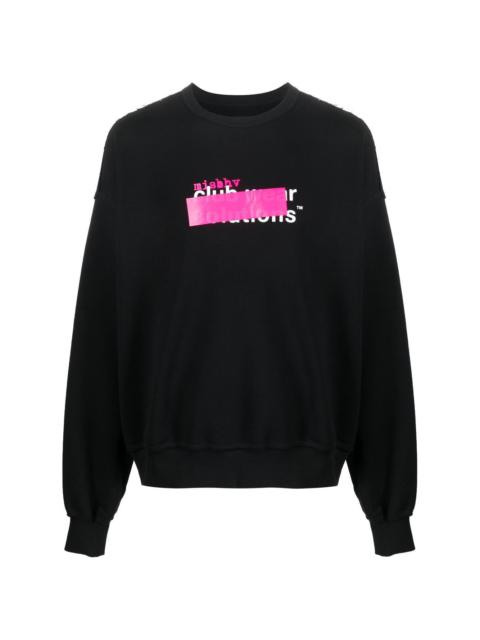 logo-print distressed sweatshirt