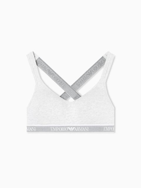 EMPORIO ARMANI ASV ICONIC ORGANIC-COTTON PADDED BRALETTE WITH LOGO UNDERBAND