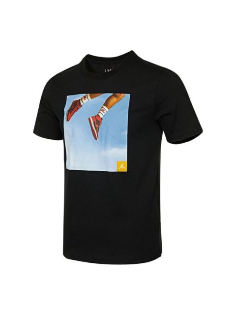 Jordan Men's Air Jordan Shoes Photo Printing Sports Short Sleeve Black T-Shirt DA9895-010
