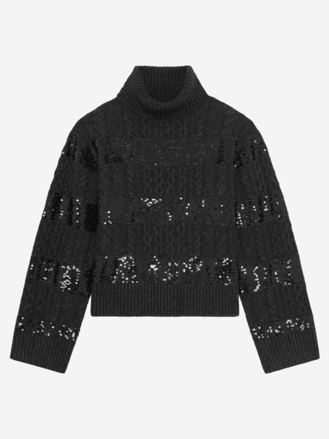 The Kooples DARK GREY TURTLENECK SWEATER WITH SEQUIN STRIPES