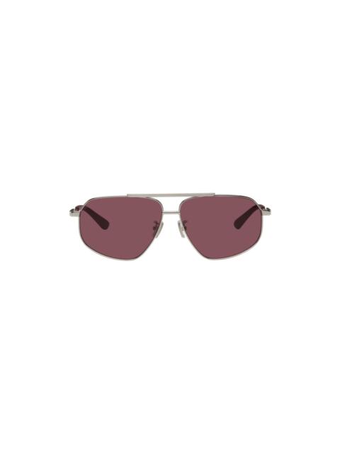 Bottega Veneta Silver Aviator Sunglasses