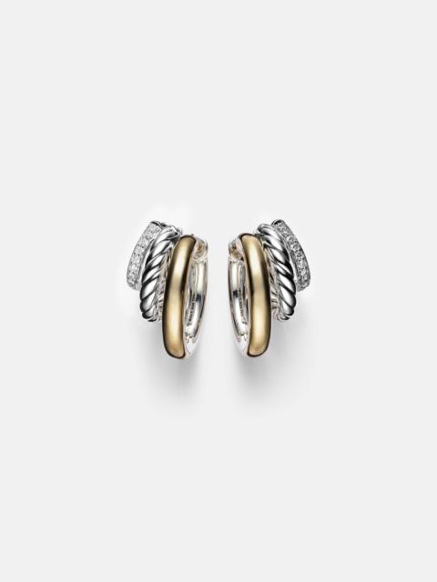 DAVID YURMAN DY Mercer® 18kt gold and sterling silver hoop earrings with diamonds