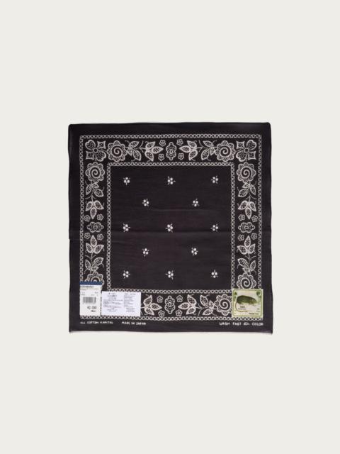 Kapital Fastcolor Selvedge Bandanna (ESCARGOT FLOWER) 15x15 - Black