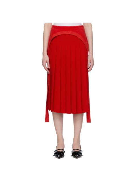 pushBUTTON Red Pleated Midi Skirt