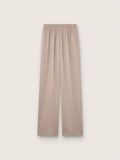 Golden Goose Women's pants in gray wool blend with pinstripe motif and elasticated waist