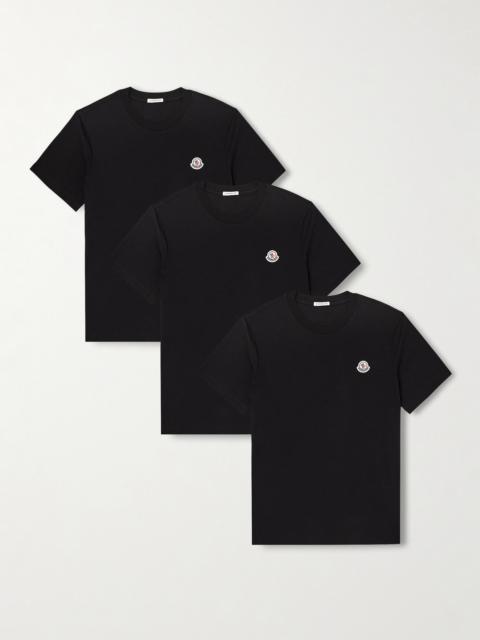 Moncler Three-Pack Logo-Appliquéd Cotton-Jersey T-Shirts