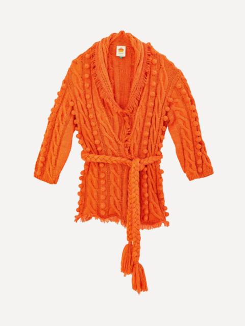 FARM RIO Orange Braided Knit Cardigan