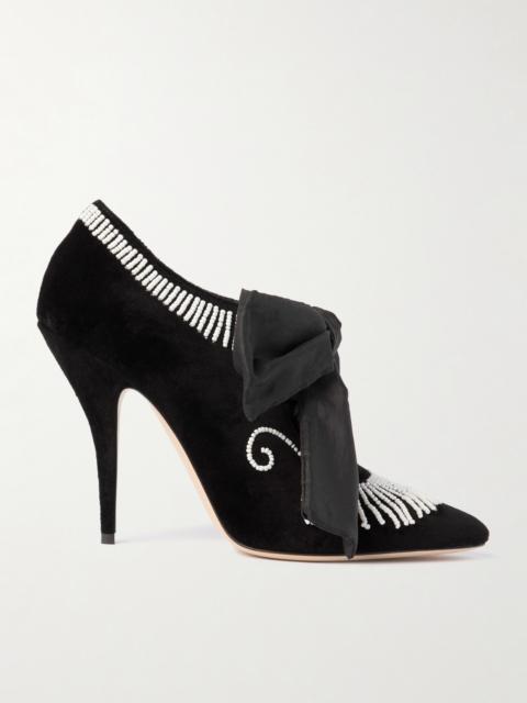Valentino Rockoco Embellished Taffeta-trimmed Suede Pumps