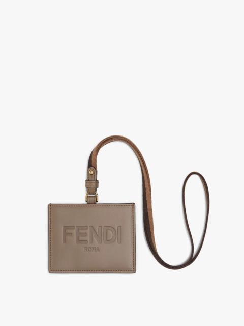 FENDI Gray leather name badge
