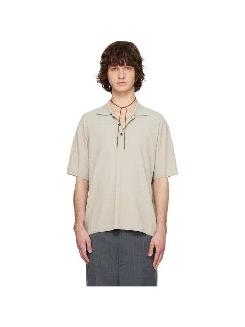 SOLID HOMME Beige Crease Short Sleeve Collared Knit Polo