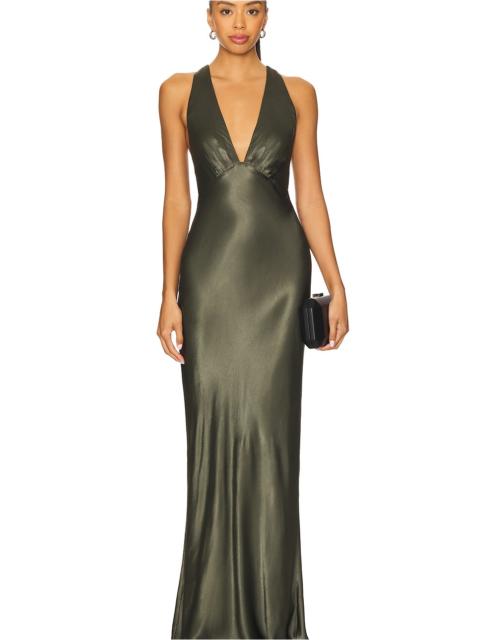 SHONA JOY La Lune Plunged Cross Back Maxi Dress
