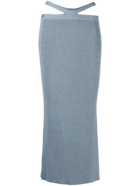 SIMKHAI side ribbed-detail midi skirt