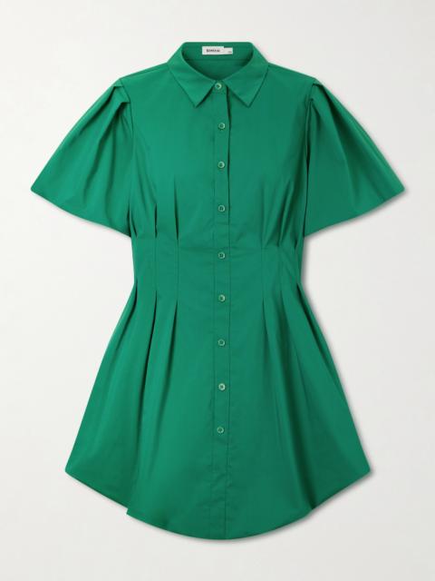 SIMKHAI Cleo Pleated Cotton-blend Poplin Mini Dress