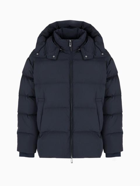 EMPORIO ARMANI Full-zip water-repellent quilted ottoman nylon down jacket