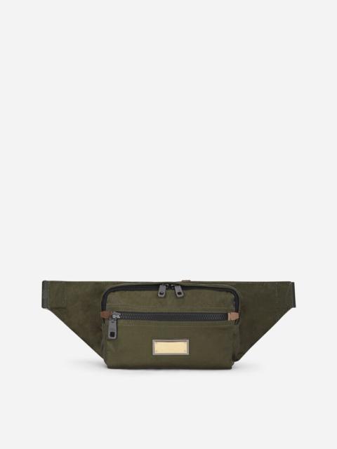 Dolce & Gabbana Nero Sicilia dna nylon belt bag with branded tag