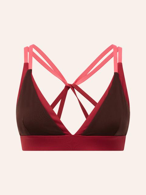 P.E NATION ACTIVATE SPORTS BRA IN MAHOGANY & DIVA PINK