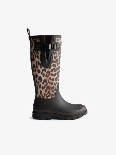 GANNI DOWNPOUR TALL BOOTS IN LEOPARD