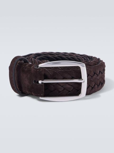 Brioni Braided suede belt