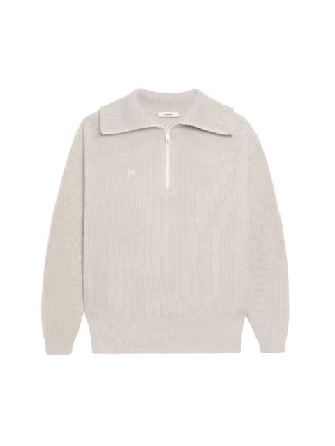 PANGAIA Mens Recycled Cashmere Half Zip Sweater - Oatmeal