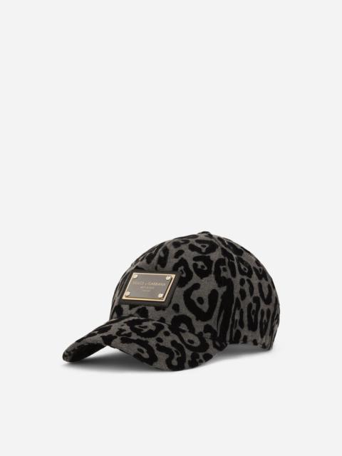 Dolce & Gabbana Baseball cap with flocked leopard print