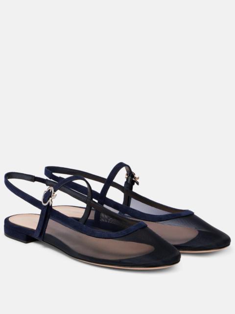 Gianvito Rossi Leather-trimmed organza ballet flats