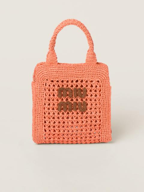 Miu Miu Raffia-effect crochet fabric tote bag