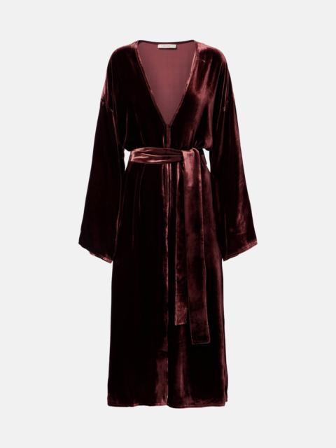 ASCENO Belted velvet midi dress