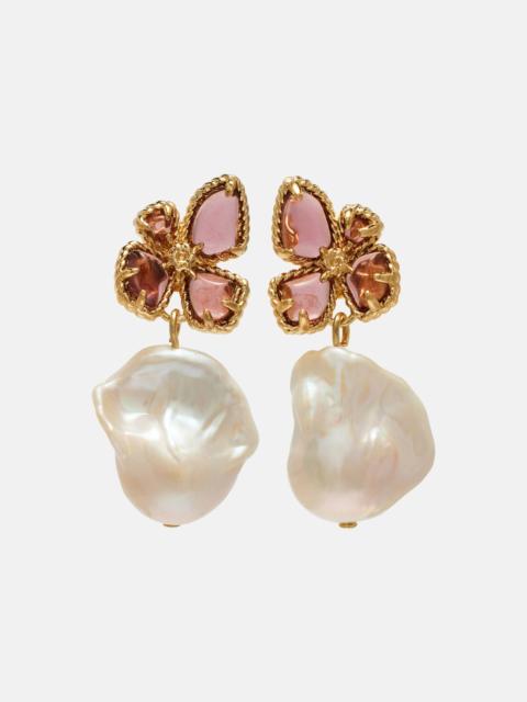 Zimmermann Bloom embellished pearl drop earrings