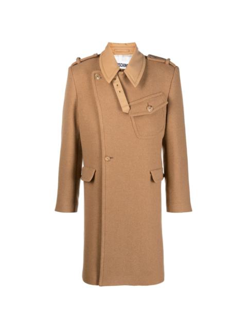 panelled wool-blend single-breasted coat