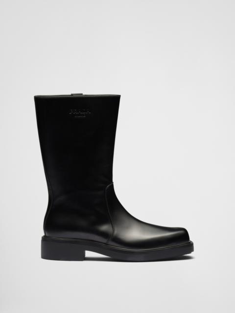 Prada Brushed leather stovepipe boots